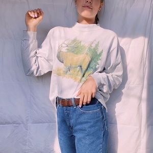 ☼Vintage Elk Mock Neck Long Sleeve☼